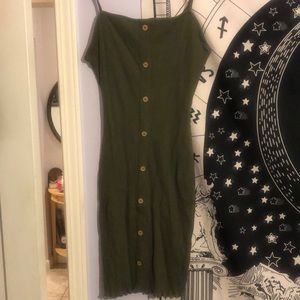 Green midi dress with buttons down the middle